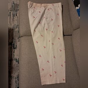 Capri Pants, Womens Size 14, Pink With Flip Flops Embrodery, By Kim Rogers.